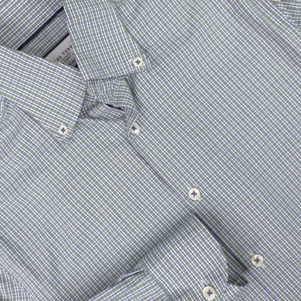Charles Tyrwhitt Shirt Mens 14.5 32/33 Green Check Extra Slim Non Iron Cotton